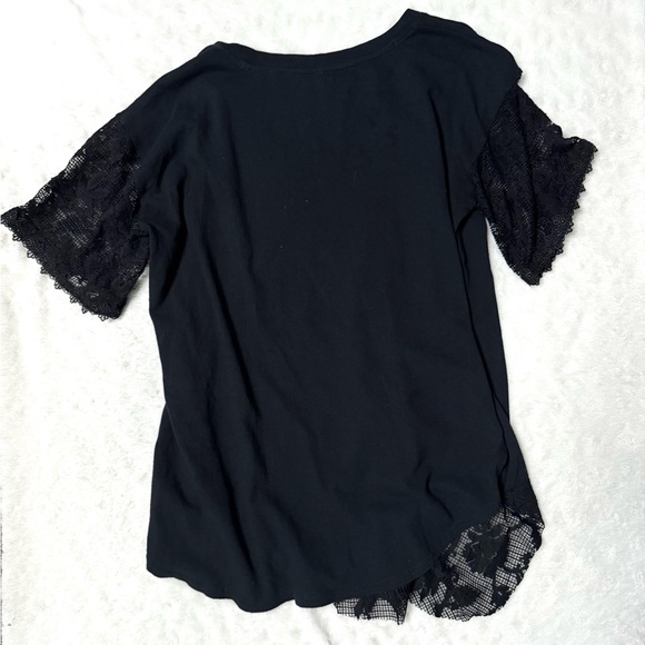 Free People Chasing You Lace Longline Top in Black - Picture 3 of 13